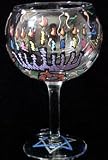 Hanukkah Happiness Design - Hand Painted -Goblet - 12.5 oz.