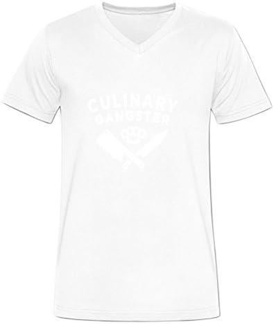 Pokiyod Men's Classic Cool Culinary Gangster Chef Prep Cook Food Cotton V Neck T Shirt XL White