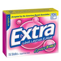 Wrigleys Extra Classic Bubble, 15-Count (Pack of 10)