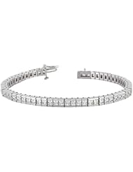 14KT White Gold Elegant Diamond Tennis Bracelet featuring 48 Channel Set Princess Cut Diamonds in a High Polished Setting. 13 CTW