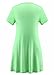 A-Wintage Womens V-Neck Tunic Top Mini T-shirt Dress, Medium, Green