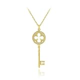 313x8xBAGHL. SL160  18K Gold over Sterling Silver Designer Inspired CZ Four Leaf Clover Key Pendant