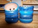 8 BLUE OVAL CERAMIC BONSAI TREE POTS