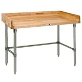 Maple Top Table With Stainless Steel Legs And Bracing 120x36