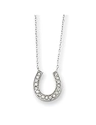 Sterling Silver 16in CZ Horseshoe Necklace. Metal Wt- 4.9g