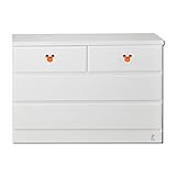 アルファタカバ ディズニー家具カラフルキッズチェストミッキー取っ手付き 100cm幅3段アンジェホワイト (オレンジ)