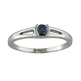 Cheap  0.17 CT Blue Diamond Solitaire Ring In 10K White Gold