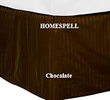 Homespell Egyptian Cotton 300 Thread Count Sateen Stripe Bed Skirt Chocalate Queen.