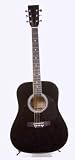 Huntington 41 Inch Full Size Black Ebony Handcrafted Steel String Dreadnought Acoustic Guitar