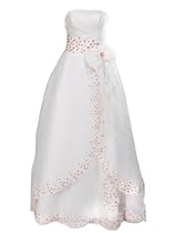 Hot Sale Artwedding Surplice Embroidery Organza over Satin Wedding Dress with Bowknot,White,14W