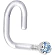 18 Gauge 1/4" White Gold 1.5mm Genuine Topaz Bioplast Nose Ring