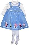 BT Kids Girls Holiday Snowman Corduroy Jumper Dress with Tights