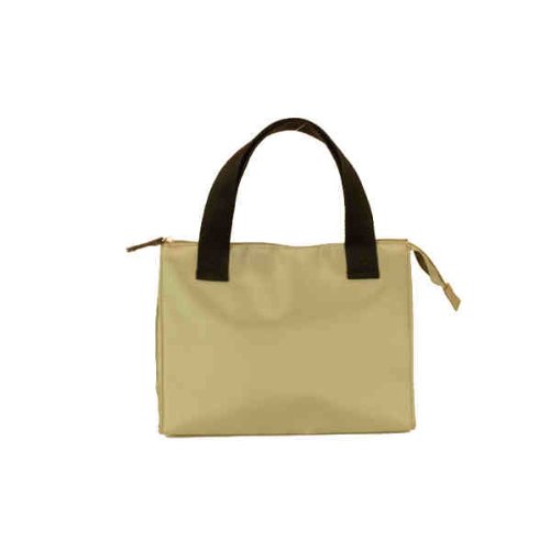Khaki Thermal Insulated Lunch Bag with Zippered Top