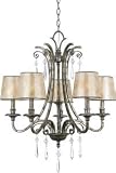 Quoizel KD5005MM Kendra 31-Inch 5-Lights Chandelier with Oyster Mica Shade, Mottled Silver