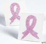 12 Pink Ribbon Breast Cancer Awareness Temporary Tattoos