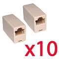 RJ45 Cat5 Couplers ~ Joiners ~ Gender Changers x 10 Pack
