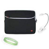 Black Amazon Kindle DX Carrying Sleeve With Extra Pocket + White Ebook Reader Light + Vangoddy TM, Live*Laugh*Love wrist band!!! (Kindle DX Not Included)