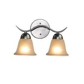 Yosemite Home Decor 6322SN Maple 13-Inch 2-Light Bathroom Vanity, Satin Nickel