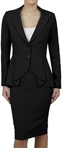 LE3NO Womens Fitted Blazer and Skirt Suit Set