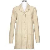 Forzieri Women's Beige Two-Pocket Italian Suede Leather Shirt-Jacket