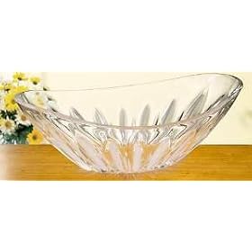 13 Long Lotus Oval Frost Accented Crystal Serving Bowl by Jaf GIfts
