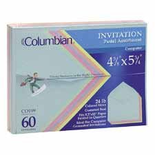 Invitational Envelope, #5 1/2, 24 lb.,4 3/8x5 3/4,Asst Clr