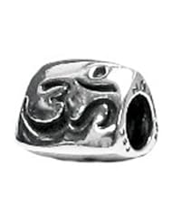 Genuine Zable (TM) Product. 925 Sterling Silver Om Symbol Bead Charm. 100% Satisfaction Guaranteed.