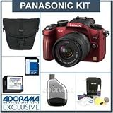 Panasonic Lumix DMC-G2R Micro System Digital SLR Camera - Red - with 14mm - 42mm f/3.5-f/5.6 Lens, 8GB SD Memory Card, Camera Case, USB 2.0 SD Card Reader, Spare BLB13 Lithium Ion Type Battery. Professional Lens Cleaning Kit,