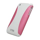 Snap On Dual two 2 Tone Hard Case Cover for Apple iPhone 3G 3GS White with Pink accent