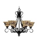 Landmark 366-VA Tiffany Buckingham 6-Light Chandelier, 26-Inch, Vintage Antique with Tiffany Style Glass