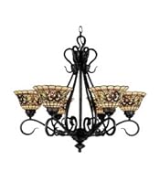 Buy Landmark 366-VA Landmark 366-VA Tiffany Buckingham 6-Light Chandelier, 26-Inch, Vintage Antique with Tiffany Style Glass
