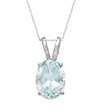 14k White or Yellow Gold 8x6mm Oval Cut Aquamarine Pendant