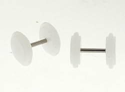 White Acrylic Fake Plug - 16g Wire Stud, 8mm Fake Plug - Sold as a Pair