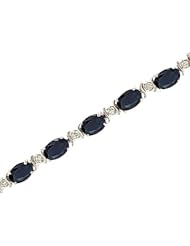 14kt Yellow Gold Oval Blue Sapphire and Diamond Bracelet