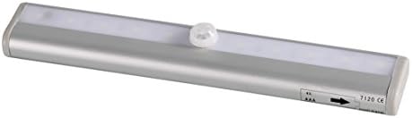 Starlight® Stick-on Anywhere Portable 10-LED Wireless Motion Sensor Closet Cabinet LED Night Light / Stairs Light / Step Light Bar with Magnetic Strip (Battery Operated) - Silver