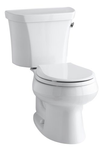 Kohler K-3977-TR-0 Wellworth Round-Front 1.6 gpf Toilet, Right-Hand Trip Lever, Tank Locks, White