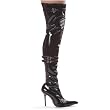 Women's Sexy Thigh High Boots 4 Inch Heel Boot With Knee Pad Neo Black