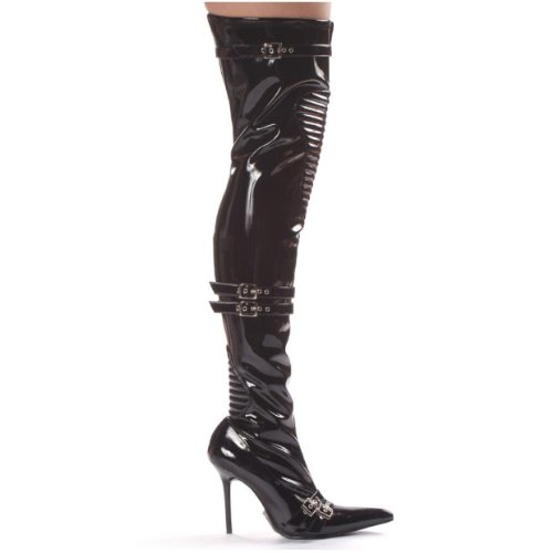 Women's Sexy Thigh High Boots 4 Inch Heel Boot With Knee Pad Neo Black