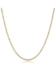 Duragold 14k Yellow Gold Hollow Rope Chain Necklace, 16"