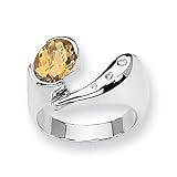 Versil Citrine and Diamond Sterling Silver Ring (Sizes 6-8)