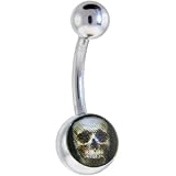 Photo Inlay SKULL Logo Belly Button Ring