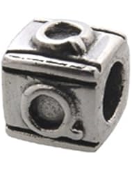 Zable(tm) Sterling Silver Block Q-Letter Bead / Charm