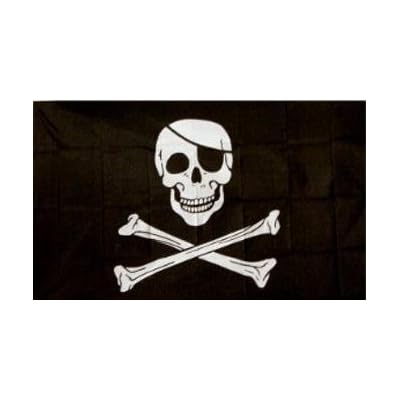 Jolly Roger Pirate Flag (with Patch) 5ft x 3ft