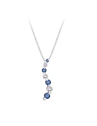 14K White Gold 1/4 ct. Alternating Blue and White Diamond "Journey of Love" Curve Pendant with Chain