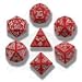 Q-Workshop Polyhedral 7-Die Set: Carved Celtic Dice - Red & White - Dice Set!