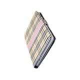 Brown Plaid Check Fabric Leather Opening Cover Case with Interior Compartments for Amazon Kindle 3 Kindle3 6
