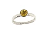 Round Yellow Sapphire Stacking Ring in Platinum by Gurhan