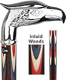 Colors Dont Run Chrome Plated Eagle Head Walking Cane With Inlaid Wenge Wood Shaft and Silver Coll
