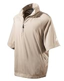 adidas Golf Mens ClimaProof Short-Sleeve Wind Shirt - KHAKI/WHITE - S