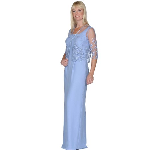 Lavendar Formal Evening Dress with Illusion Jacket - Mother of Bride & Groom Dress. Mothers Dress Gown. Womens Long Evening Gown by Sean Collection (7253)